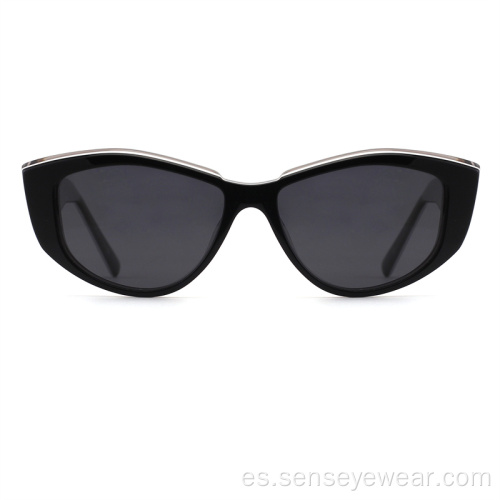 Fashion Women UV400 Bisel Acetato Gafas de sol polarizadas